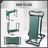 HORUSDY Garden Kneeler Bench Foldable Stool Knee Soft Pad Seat with Tool Pouch Kings Warehouse 