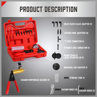 HORUSDY Hand Held Vacuum Pump Brake Bleeder Pressure Tester Vacuum Gauge Kit Kings Warehouse 