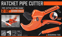 HORUSDY PVC Ratchet Cutter 64mm 2 - 1/2" Deburring Tool Rubber Handle Hand Tool Kings Warehouse 