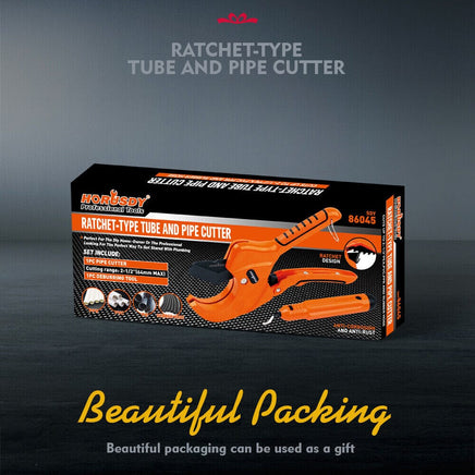HORUSDY PVC Ratchet Cutter 64mm 2 - 1/2" Deburring Tool Rubber Handle Hand Tool Kings Warehouse 