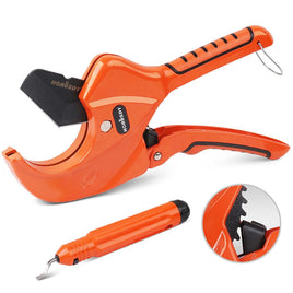HORUSDY PVC Ratchet Cutter 64mm 2 - 1/2" Deburring Tool Rubber Handle Hand Tool Kings Warehouse 