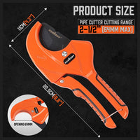 HORUSDY PVC Ratchet Cutter 64mm 2 - 1/2" Deburring Tool Rubber Handle Hand Tool Kings Warehouse 
