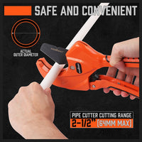 HORUSDY PVC Ratchet Cutter 64mm 2 - 1/2" Deburring Tool Rubber Handle Hand Tool Kings Warehouse 