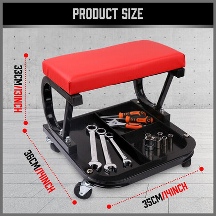 HORUSDY Rolling Creeper Seat Workshop Mechanic Stool Garage Repair Storage Tray Kings Warehouse 
