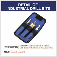 HSS 3pcs Steel Step Cone Set Drill Titanium Bit Hole Cutter 4-12/20/32mm Pouch Kings Warehouse 
