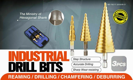 HSS 3pcs Steel Step Cone Set Drill Titanium Bit Hole Cutter 4-12/20/32mm Pouch Kings Warehouse 