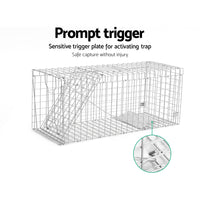 Humane Animal Trap Cage 150 x 50 x 53cm - Silver Pet Care > Pest Control Kings Warehouse 