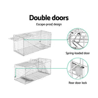 Humane Animal Trap Cage 150 x 50 x 53cm - Silver Pet Care > Pest Control Kings Warehouse 