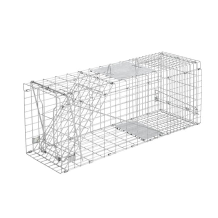 Humane Animal Trap Cage 66 x 23 x 25cm - Silver Farm Supplies Kings Warehouse 