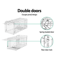 Humane Animal Trap Cage 66 x 23 x 25cm - Silver Farm Supplies Kings Warehouse 