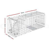 Humane Animal Trap Cage 94 x 34 x 36cm - Silver Kings Warehouse 