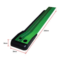 Indoor Practice Putting Green 2.5m Mat Inclined Ball Return Fake Grass 2 Holes Kings Warehouse 