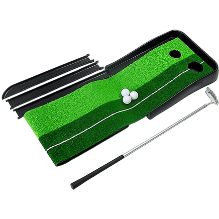 Indoor Practice Putting Green 2.5m Mat Inclined Ball Return Fake Grass 2 Holes KingsWarehouse 