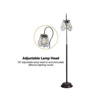 Industrial Floor Lamp with Adjustable Cage Shade Rustic Brushed in Bronze Finish Kings Warehouse 