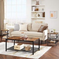 Industrial Set of 2 Bedside Tables with Adjustable Mesh Shelves Rustic Brown and Black bedroom furniture Kings Warehouse 