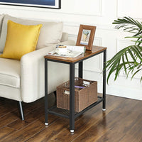 Industrial Side Table 2-Tier With Mesh and Metal Frame Rustic Brown dining Kings Warehouse 