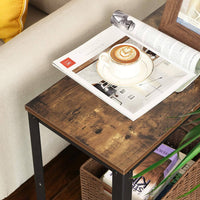 Industrial Side Table 2-Tier With Mesh and Metal Frame Rustic Brown dining Kings Warehouse 