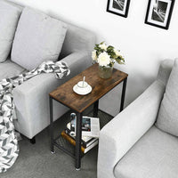 Industrial Side Table 2-Tier With Mesh and Metal Frame Rustic Brown dining Kings Warehouse 