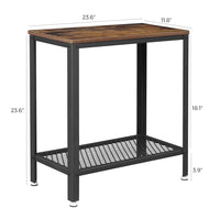 Industrial Side Table 2-Tier With Mesh and Metal Frame Rustic Brown dining Kings Warehouse 