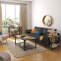 Industrial Side Table 2-Tier With Mesh and Metal Frame Rustic Brown dining Kings Warehouse 