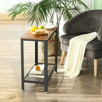 Industrial Side Table 2-Tier With Mesh and Metal Frame Rustic Brown dining Kings Warehouse 