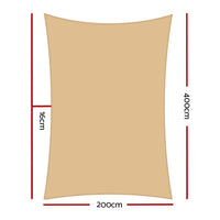 Instahut 2 x 4m Waterproof Rectangle Shade Sail Cloth - Sand Beige Shading Kings Warehouse 