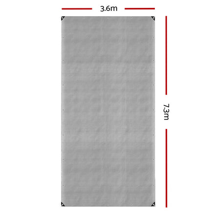 Instahut 3.6x7.3m Tarp Camping Tarps Poly Tarpaulin Heavy Duty Cover 180gsm Silver Camping > Outdoor Kings Warehouse 