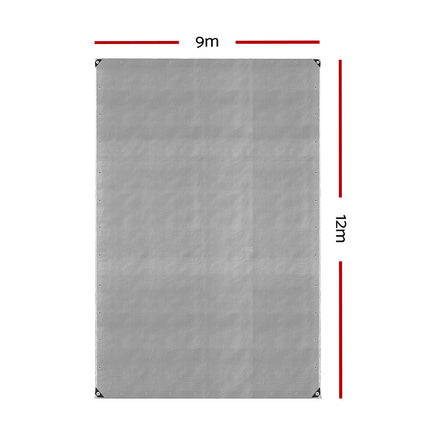 Instahut 9x12m Tarp Camping Tarps Poly Tarpaulin Heavy Duty Cover 180gsm Silver Camping > Outdoor Kings Warehouse 
