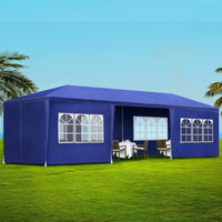 Instahut Gazebo 3x9m Outdoor Marquee side Wall Gazebos Tent Canopy Camping Blue 8 Panel Shading Kings Warehouse 
