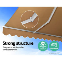 Instahut Retractable Folding Arm Awning Outdoor Awning Sunshade 4Mx2.5M Beige Kings Warehouse 