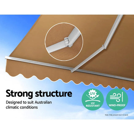 Instahut Retractable Folding Arm Awning Outdoor Awning Sunshade 4Mx2.5M Beige Kings Warehouse 