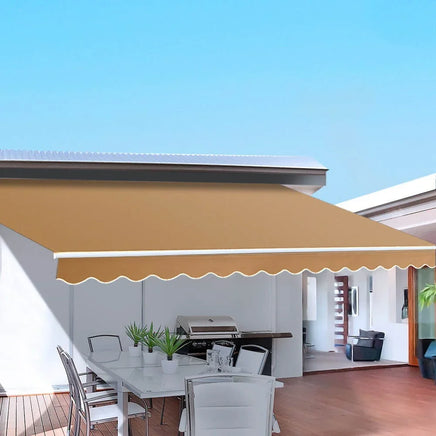 Instahut Retractable Folding Arm Awning Outdoor Awning Sunshade 4Mx2.5M Beige Kings Warehouse 