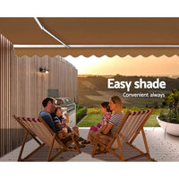 Instahut Retractable Folding Arm Awning Outdoor Awning Sunshade 4Mx2.5M Beige Kings Warehouse 