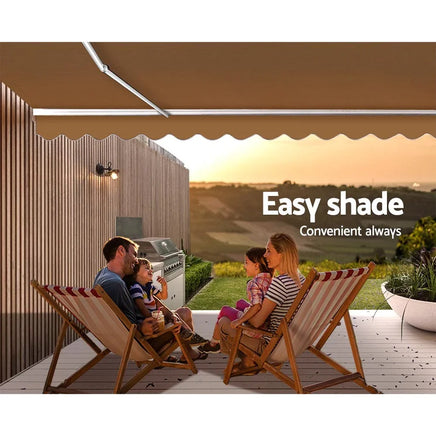Instahut Retractable Folding Arm Awning Outdoor Awning Sunshade 4Mx2.5M Beige Kings Warehouse 