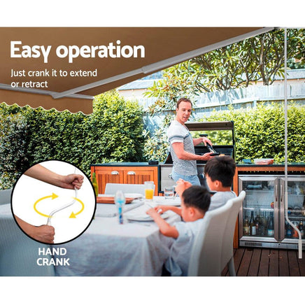 Instahut Retractable Folding Arm Awning Outdoor Awning Sunshade 4Mx2.5M Beige Kings Warehouse 