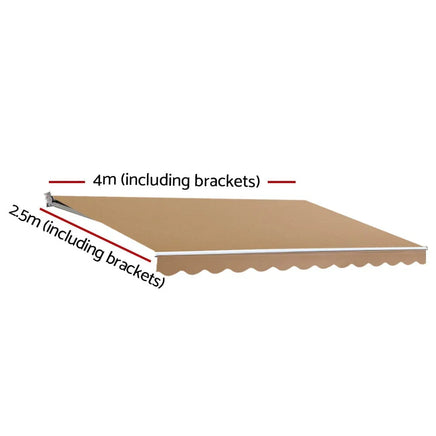 Instahut Retractable Folding Arm Awning Outdoor Awning Sunshade 4Mx2.5M Beige Kings Warehouse 