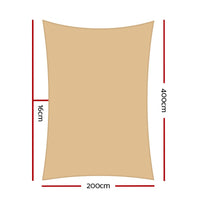 Instahut Sun Shade Sail Cloth Shadecloth Rectangle Heavy Duty Sand Canopy 2x4m Kings Warehouse 