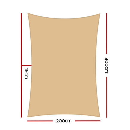 Instahut Sun Shade Sail Cloth Shadecloth Rectangle Heavy Duty Sand Canopy 2x4m Kings Warehouse 