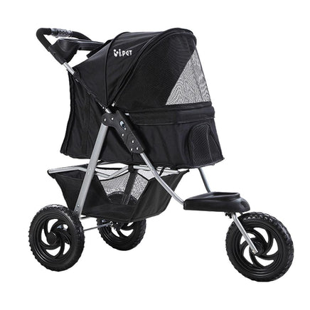 i.Pet Pet Stroller Dog Carrier Foldable Pram Large Black Cat Supplies Kings Warehouse 