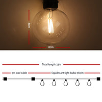 Jingle Jollys 23m LED Festoon String Lights 20 Bulbs Kits Wedding Party Christmas G80 Lights Kings Warehouse 