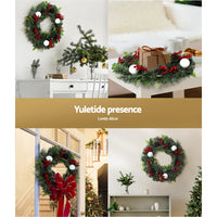 Jingle Jollys 2FT 60CM Christmas Wreath with Decor Xmas Tree Decoration Kings Warehouse 