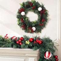 Jingle Jollys Christmas Garland with Wreath Set Ornaments Xmas Tree Decor Kings Warehouse 