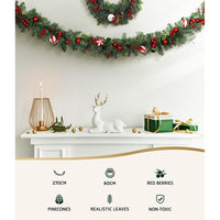 Jingle Jollys Christmas Garland with Wreath Set Ornaments Xmas Tree Decor Kings Warehouse 