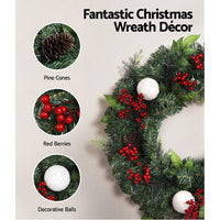 Jingle Jollys Christmas Garland with Wreath Set Ornaments Xmas Tree Decor Kings Warehouse 