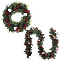 Jingle Jollys Christmas Garland with Wreath Set Ornaments Xmas Tree Decor Kings Warehouse 