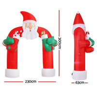 Jingle Jollys Christmas Inflatable Santa Archway 2.3M Outdoor Decorations Lights Kings Warehouse 