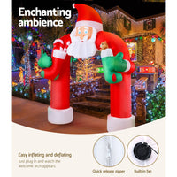 Jingle Jollys Christmas Inflatable Santa Archway 2.3M Outdoor Decorations Lights Kings Warehouse 