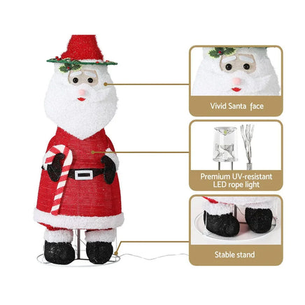 Jingle Jollys Christmas Lights 96 LED 120cm Fairy Light Santa Decorations Kings Warehouse 