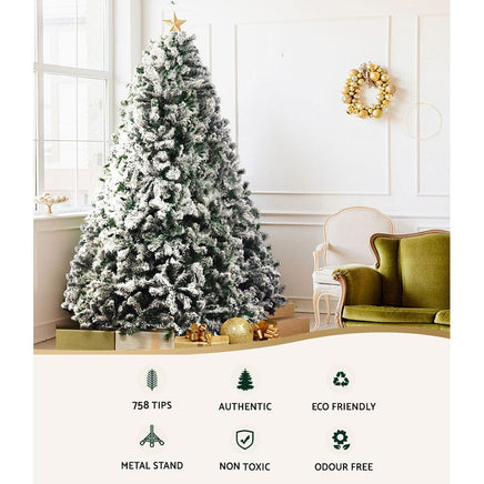 Jingle Jollys Christmas Tree 1.8M Xmas Trees Decorations Snowy 758 Tips Kings Warehouse 