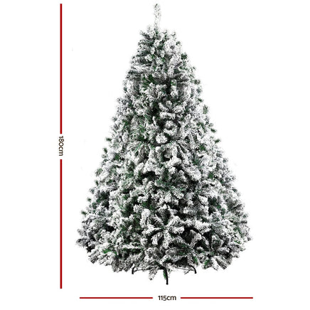 Jingle Jollys Christmas Tree 1.8M Xmas Trees Decorations Snowy 758 Tips Kings Warehouse 